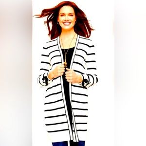 Talbots Oprah collection striped open front cardigan